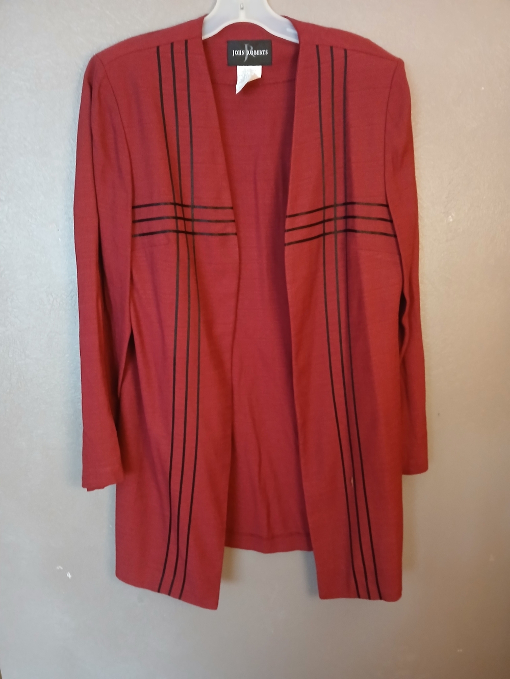 Open-Front Brick Red Women's Cardigan John Roberts Jacket, Size 1w